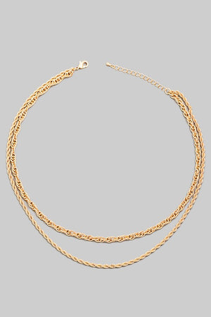 Cleo Layered Rope Chain Necklace (GOLD)