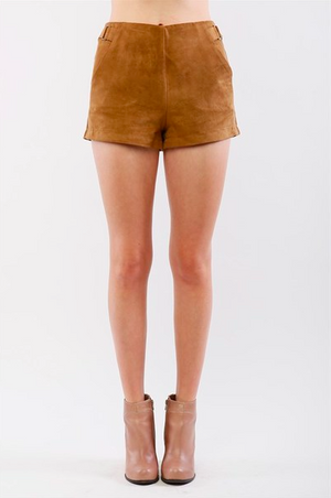Faux Suede Shorts With Pockets