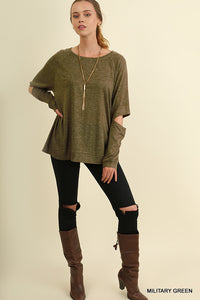 Long Sleeve Top With Sleeve Cutouts