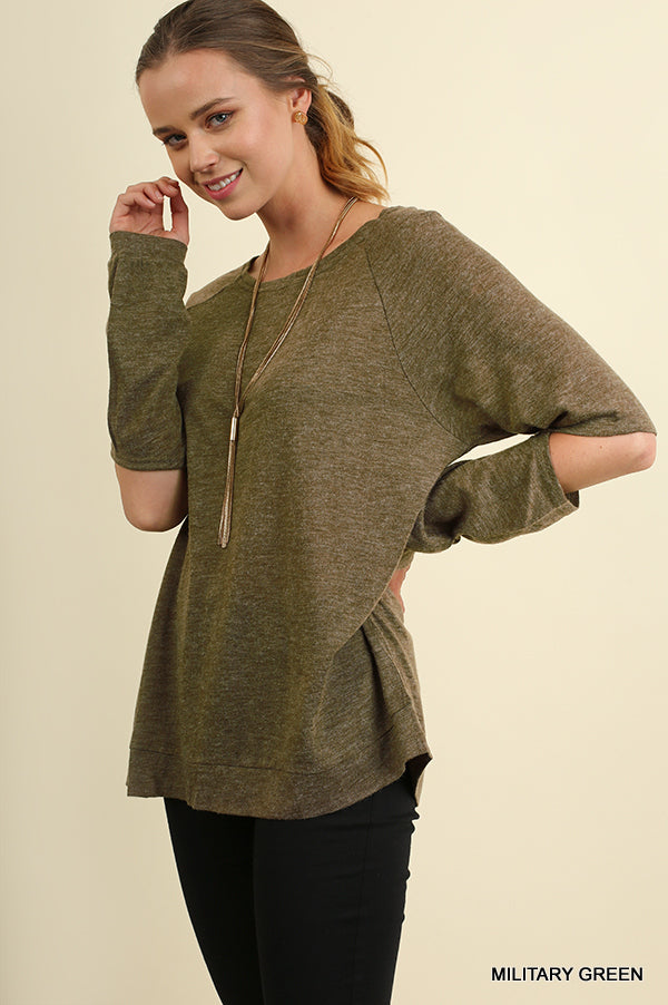 Long Sleeve Top With Sleeve Cutouts