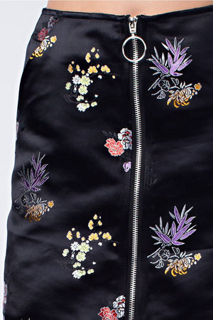 Floral Satin Skirt